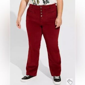 Torrid 10 Short Slim Boot Corduroy High-Rise Jean Red